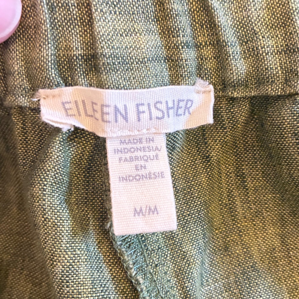 Eileen Fisher Linen Blend Drawstring Trousers in Blue, Pink, and Green - Picture 7 of 15